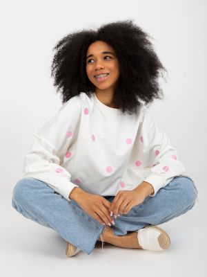 Taškuotas džemperis su gobtuvu Fashionhunters balta