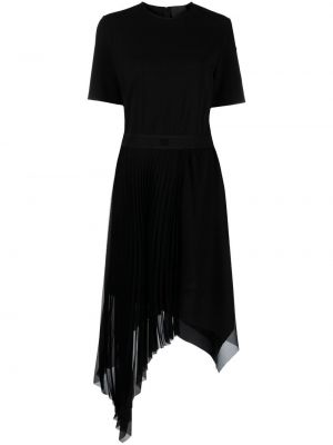 Hedvábné midi šaty na zip s krátkými rukávy Givenchy - černá