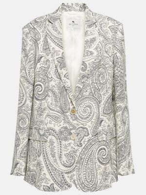 Vlněné sako s potiskem s paisley potiskem Etro bílé