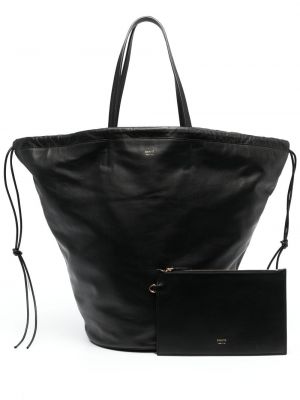 Kožená nákupná taška Khaite čierna
