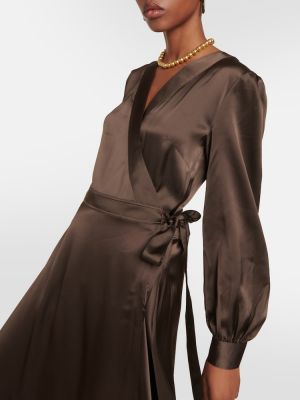 Saténové dlouhé šaty Polo Ralph Lauren hnědé