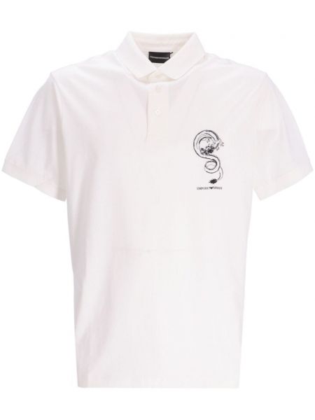 Polo majica s printom Emporio Armani bijela