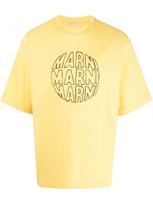 Kokvilnas t-krekls ar apdruku Marni dzeltens