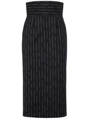 Pruhovaná vlnená sukňa Alexander Mcqueen čierna