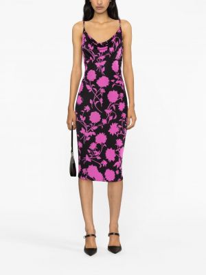 Коктейлна рокля на цветя с принт Versace