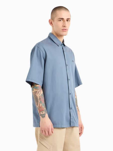 Бавовняна сорочка з ліоцелу Armani Exchange синя