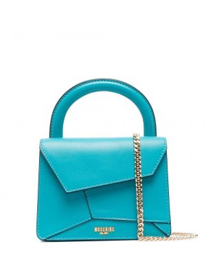 Asymmetrisk lær mini bag Moschino blå