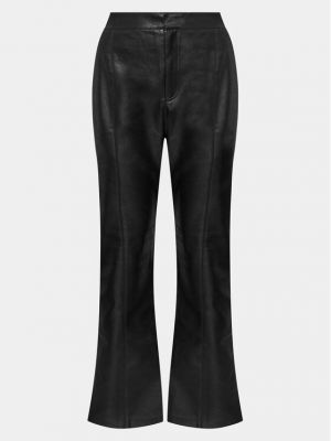 Priliehavé rovné nohavice z ekologickej kože Gina Tricot čierna
