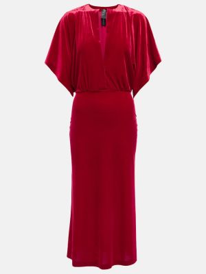 Czerwona aksamitna sukienka midi Norma Kamali