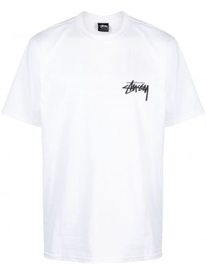 T-shirt en coton à fleurs Stüssy blanc