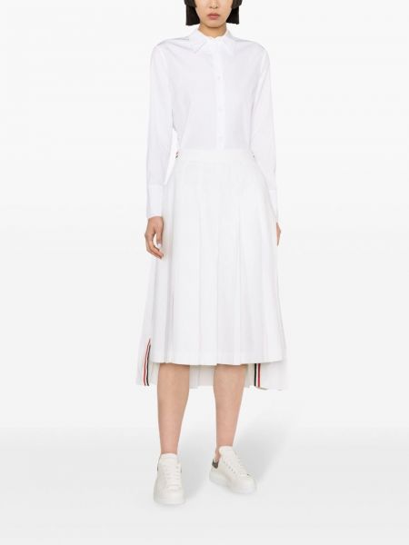 Plisované bavlněné midi sukně Thom Browne bílé