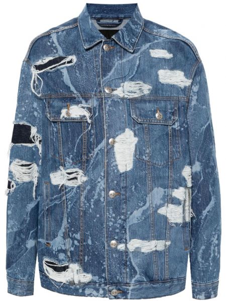 Veste longue effet usé John Richmond bleu