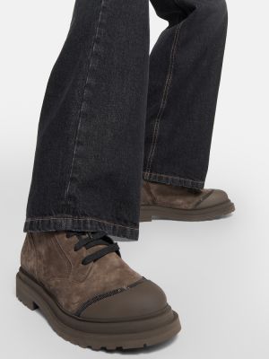 Semišové kotníkové boty Brunello Cucinelli šedé