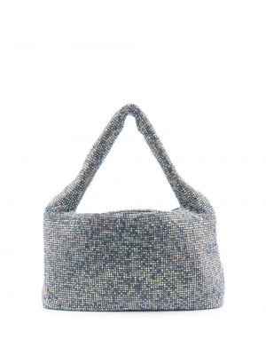 Τσάντα από διχτυωτό με πετραδάκια Kara μπλε