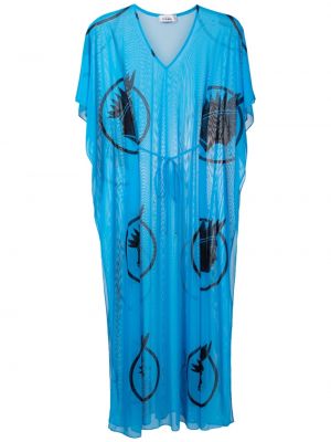 Průsvitné mini šaty s potiskem s výstřihem do v Amir Slama - černá