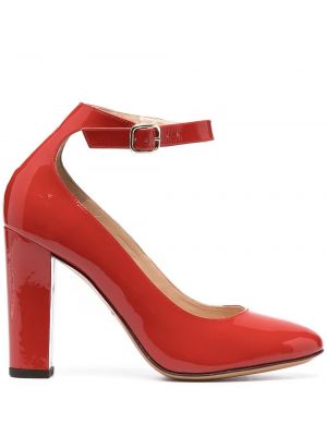 Кожени полуотворени обувки с катарама Tila March червено