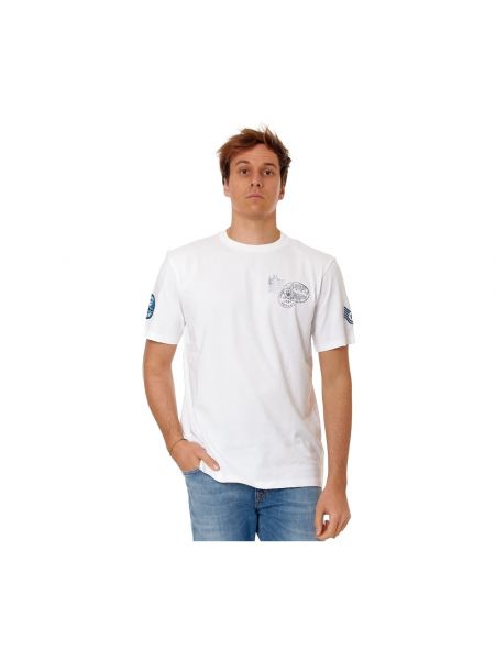 Koszulka bawełniana z okrągłym dekoltem Replay biała