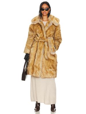 Jakke Katrina Faux Fur Coat in Brown. Size M, S, XL, XS.