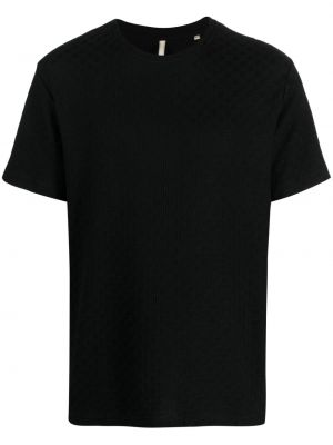 Tricou cu imprimeu geometric din jacard Sunflower negru