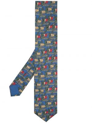 Krawat z printem Hermes, niebieski