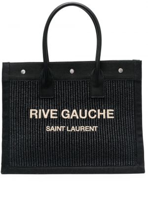Плетени шопинг чанта Saint Laurent черно