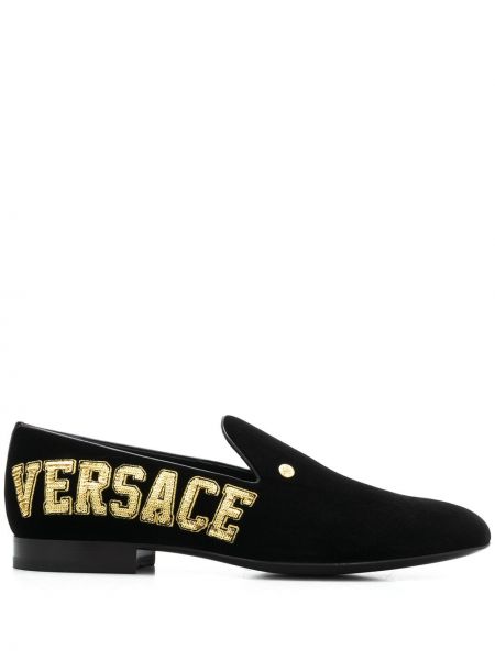 Kapcie z haftem Versace, сzarny