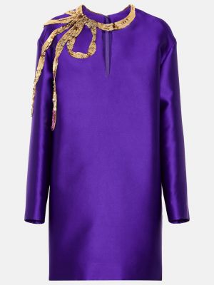 Атласное платье мини Valentino фиолетовое
