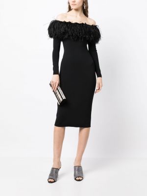 Sukienka koktajlowa w piórka Elie Saab czarna