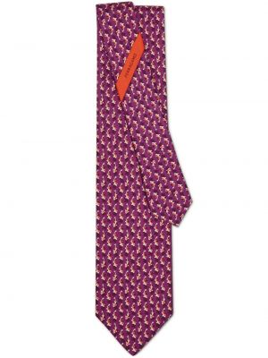 Hedvábná kravata s potiskem Ferragamo fialová