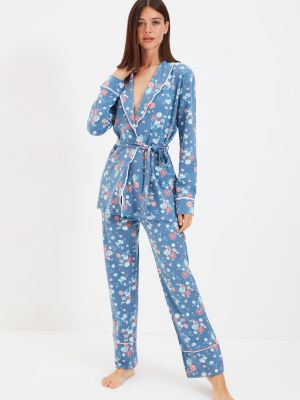 Pijamale cu model floral tricotate Trendyol