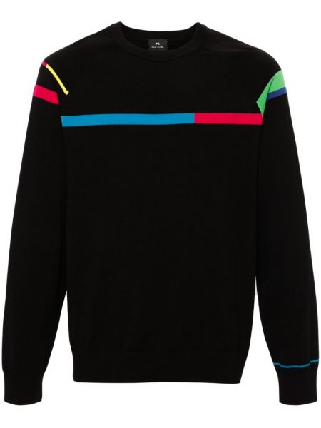 Bombažni pulover s črtami Ps Paul Smith črna