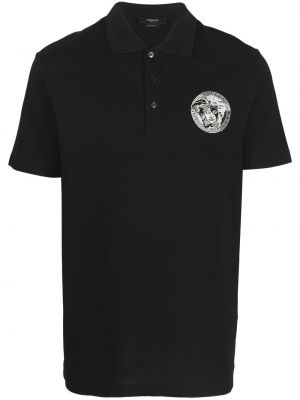 Brodert poloskjorte Versace svart