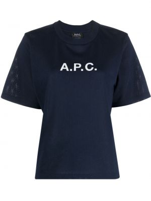 Tricou din bumbac cu imagine A.p.c. albastru