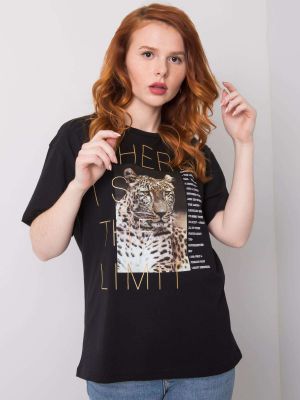 T-krekls ar apdruku ar dzīvnieku rakstu Fashionhunters melns