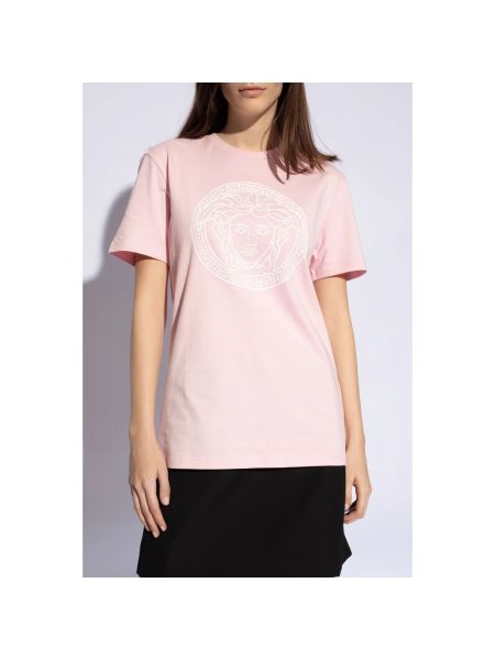 Camiseta de algodón Versace rosa