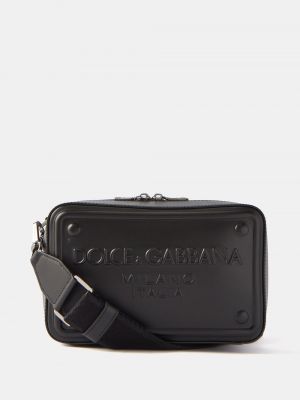 Кожаная сумка через плечо с тисненым логотипом Dolce & Gabbana черный
