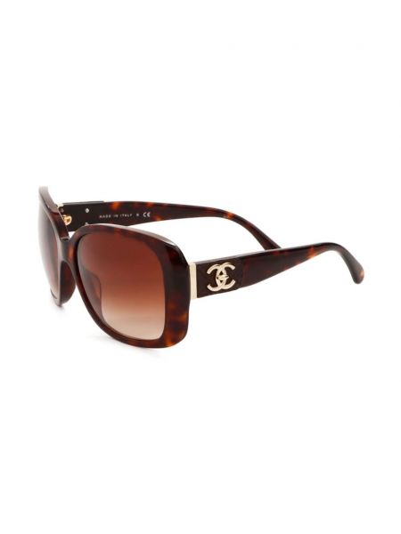 Okulary przeciwsłoneczne oversize Chanel Pre-owned brązowe