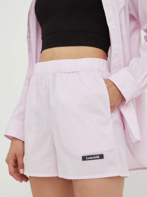 Памучни панталон с висока талия с апликация Lovechild розово