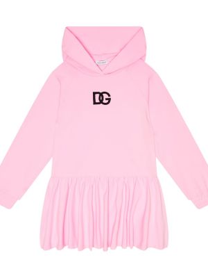 Hætte bomuld kjole for piger Dolce&gabbana Kids pink