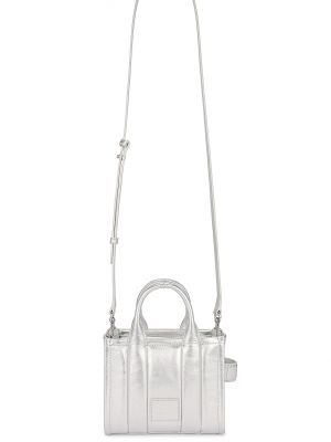 Кожаная мини сумочка Marc Jacobs серебряная