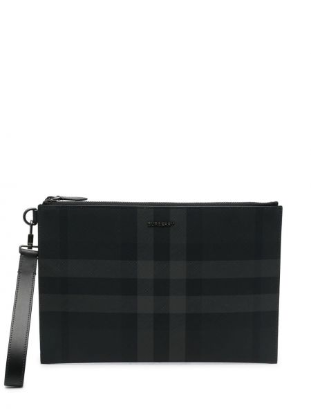 Baskılı ekoseli clutch çanta Burberry gri