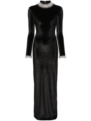 Кадифена вечерна рокля с кристали Atu Body Couture черно