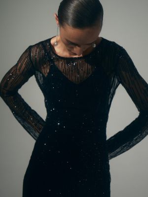 Черное длинное платье Gepur