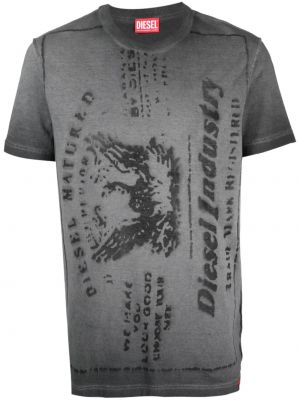 Bavlněné tričko Diesel šedé