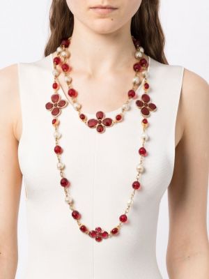 Collier avec perles Chanel Pre-owned rouge