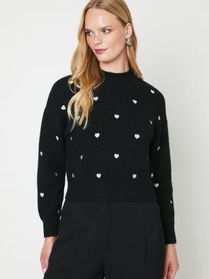 Трикотажный свитер с вышивкой с сердечками Oasis черный