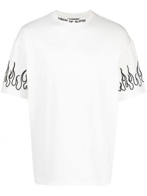 T-shirt brodé en coton Vision Of Super blanc