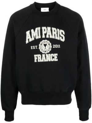 Trykt bomull sweatshirt Ami Paris svart