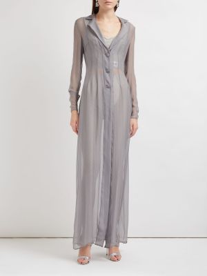 Šifonový hedvábný kabát Dolce & Gabbana šedý