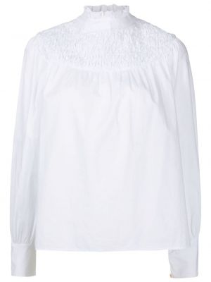 Bluzka bawełniana z długim rękawem Isolda biała